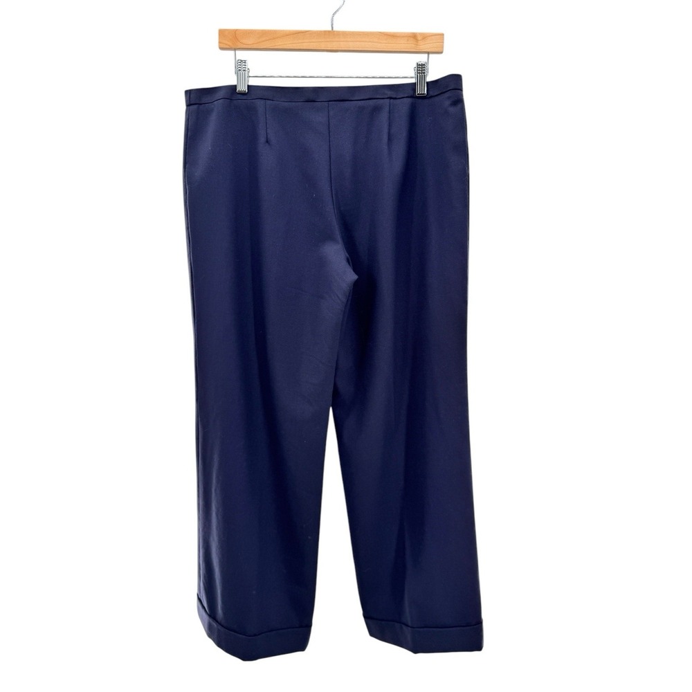 Tory Burch Women Size 12 Navy Wool Blend Wide Leg Crop Pants Career Dress‎ Work - Picture 3 of 7